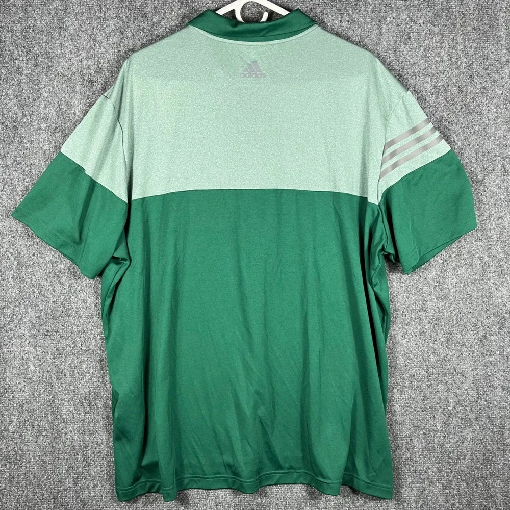 Adidas Golf Polo Shirt Mens 2XL‎ Green Colorblock Reflective 3-Stripes HA9137